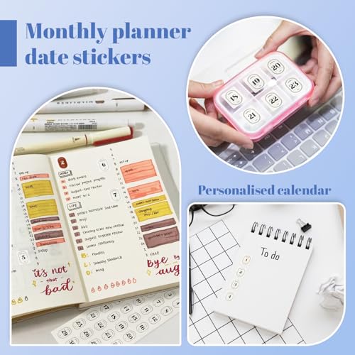 Round Monthly Calendar Stickers - 12 Date Planner Stickers