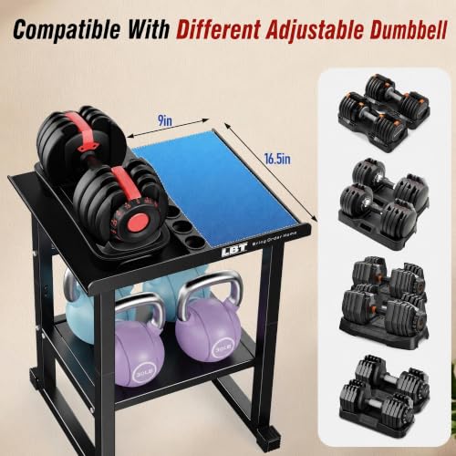 Adjustable Dumbbell Stand - 600LB Rack for Home Gym - Black Top