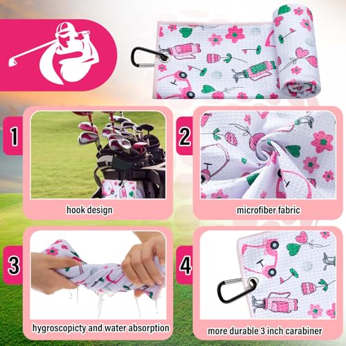 Liliful Floral Pink Golf Accessories Set for Women – 12 Pcs Gift Kit