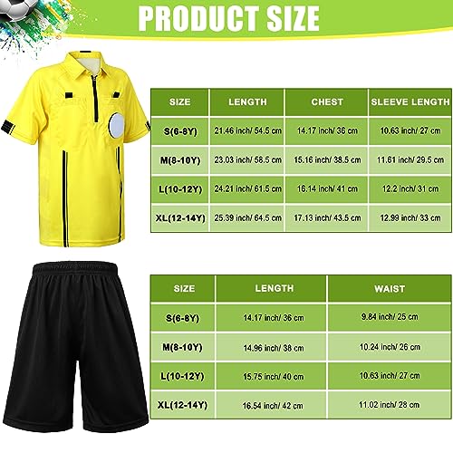 Kids Soccer Referee Costume Set - 11 Pcs Age 8-10
