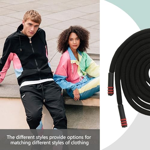 Durable Cotton Drawstring Replacement - Black Rope, Red Stripe