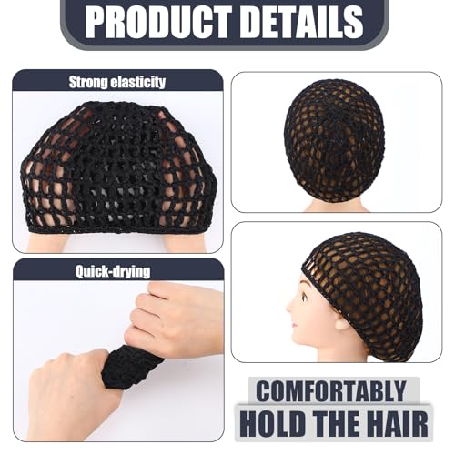 Mesh Crochet Hair Net Set - 4 Pcs in Black, Purple, Blue, Pink