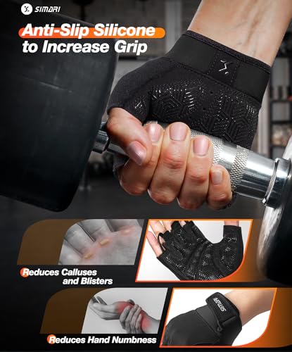 Breathable Workout Gloves with Cushion Pad - Black, Medium