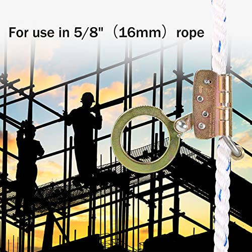 Fall Protection Rope Grab with Anti-Panic Feature, Auto-Trail Double Locking Rope Grabs Fall Arrester, Used with 5/8¡± Lifeline Rope, for Construction, Climbing, Comply to ANSI/OSHA