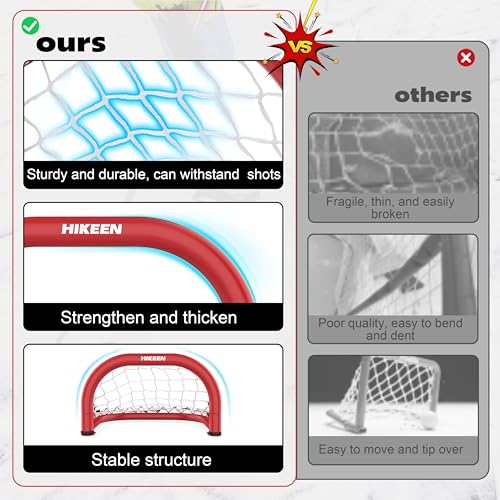 Mini Hockey Goal Set - 14x8 Inch with Durable Iron Frame & Nylon Net