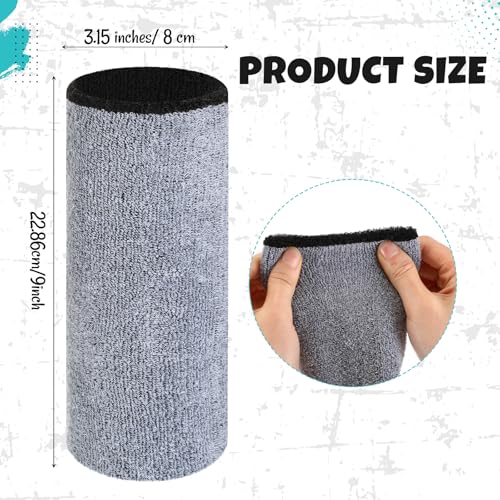 9'' Long Sweat Wristbands - Reversible Black & Gray for Sports