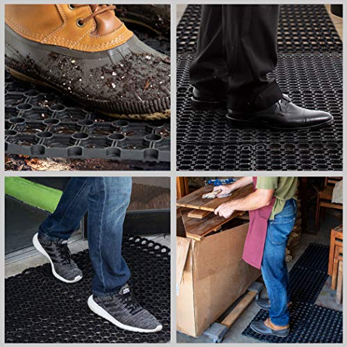 SafetyCare Interlocking Rubber Drainage Floor Mat - Anti-Fatigue - 24 x 16 inches - 1 Mat