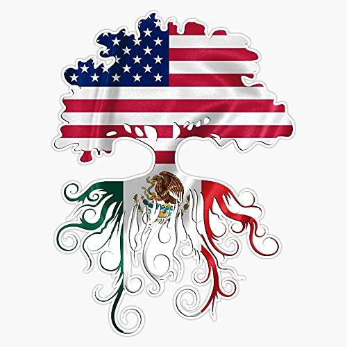 American Mexican Roots Vinyl Sticker Decal - 5 Inch Waterproof Bumper Sticker