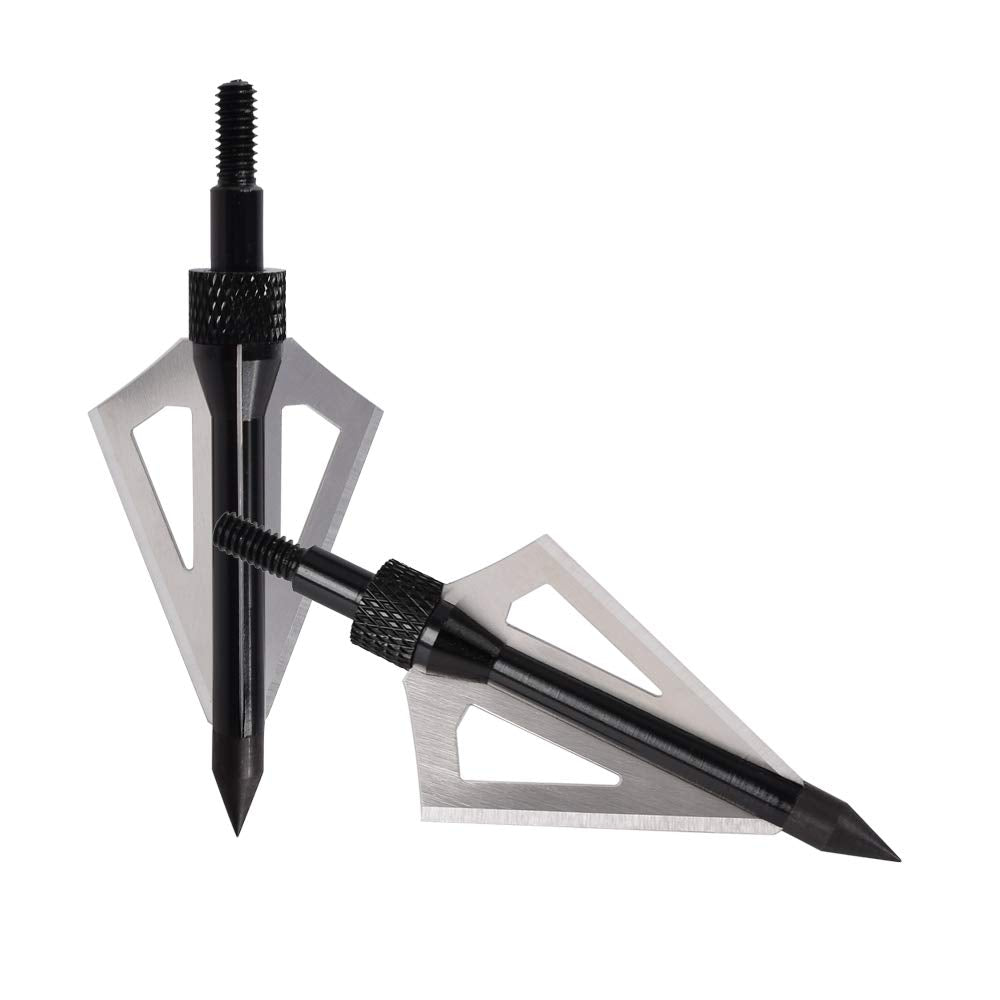 Broadheads 12PK 100 Grains Screw-in Arrow Archery 3 Blades Hunting Heads Arrow Tips Compatible with Crossbow and Compound Bow