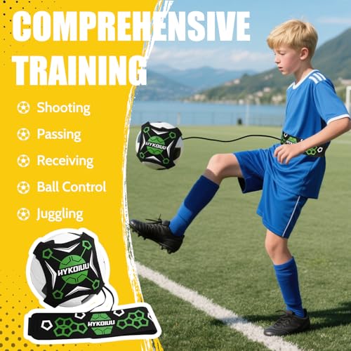 HYKOIUU Green Soccer Trainer Ball Control Practice Equipment for Kids & Adults