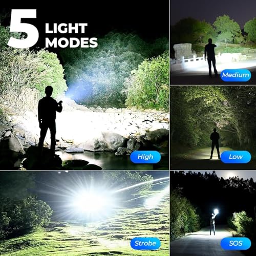 Flashlight Rechargeable LED High Lumens - 990,000 lm Super Bright