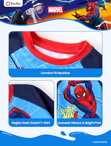 Kids UPF 50+ Long Sleeve Rash Guard Swim Shirt - Marvel Spiderman - 3-4T