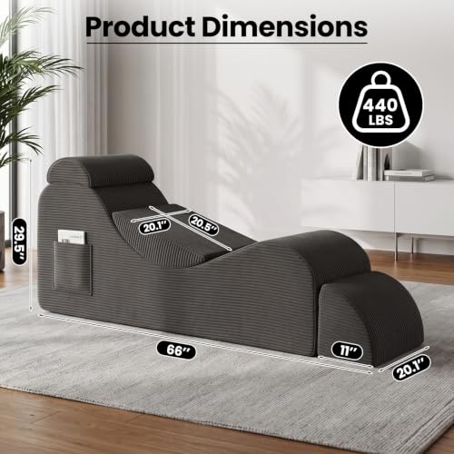 Ergonomic Yoga Floor Chair with Ottoman & Lumbar Pillow - Grey
