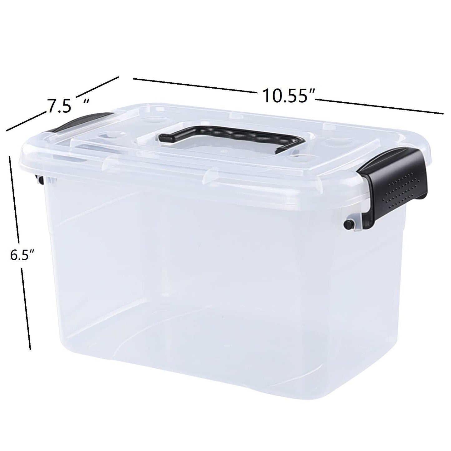 Hespama 6 Packs 6 Quart Lidded Storage Bin, Small Latch Container Box
