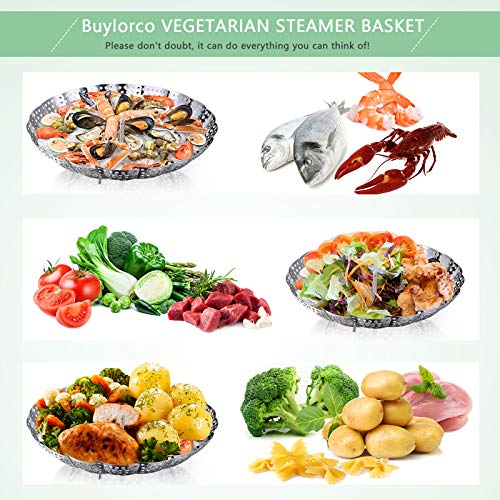 Stainless Steel Folding Vegetable Steamer Insert - 5" to 9"