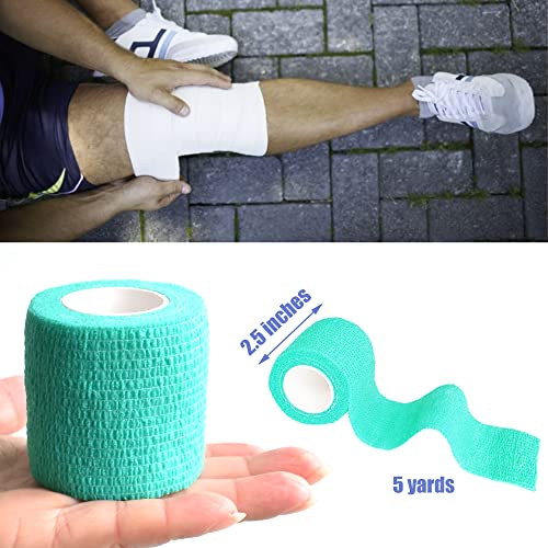 Self Adhesive Bandage Wrap - 2 Inch, 9 Pack, Middle Green