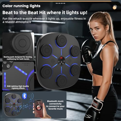 Black 2025 Bluetooth Boxing Machine for Adults Kids Wall Mount with Gloves