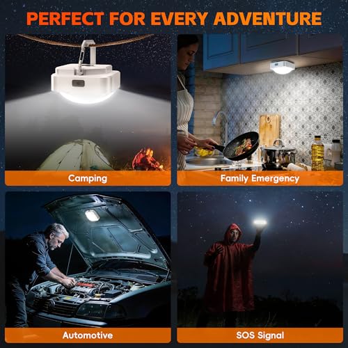 Rechargeable LED Camping Lantern - 2000mAh Battery, Waterproof, White