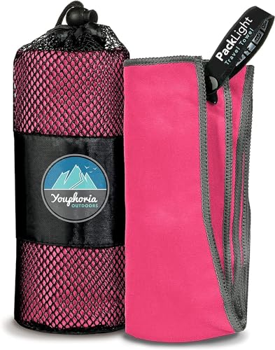 Microfiber Travel Towel - Fast Drying Lightweight Towel - Ruby/Gray 12x24