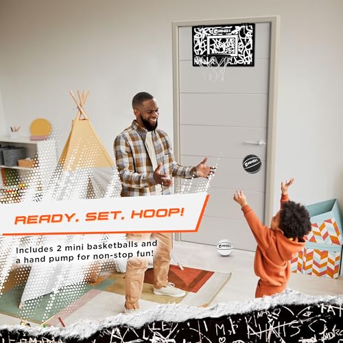 Over the Door Mini Basketball Hoop - White with 2 Mini Balls