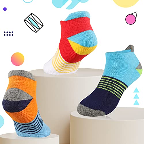 Comfoex Boys Socks 4-10 Years, 6 Pairs Half Cushioned Short Ankle, Multicolor 7-10 yrs variation