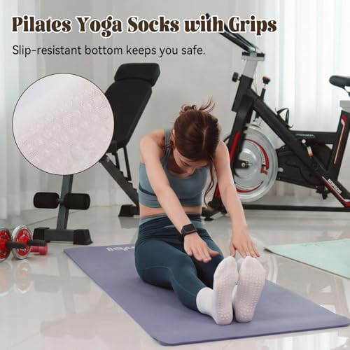 Non-Slip Yoga Socks for Women - Pilates Grip Socks - White