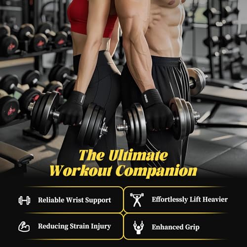 Weight Lifting Gloves with Wrist Support - Large Size