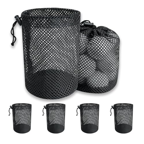 Golf Ball Storage Bag - 6 Pack Mesh Drawstring Bags, 10x15cm