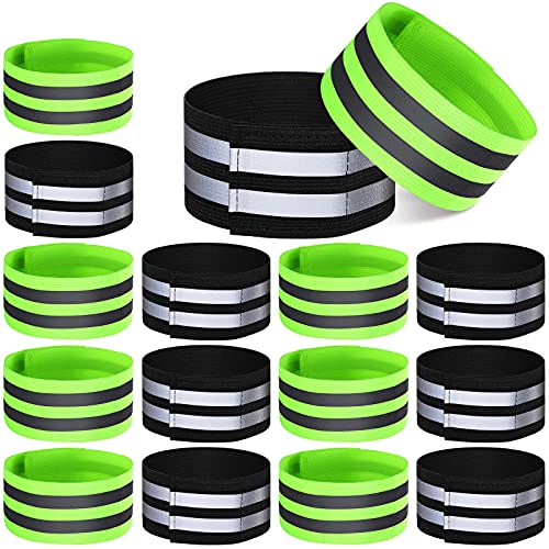 16 Pieces Reflective Bands - High Visibility Safety Straps - Green & Black