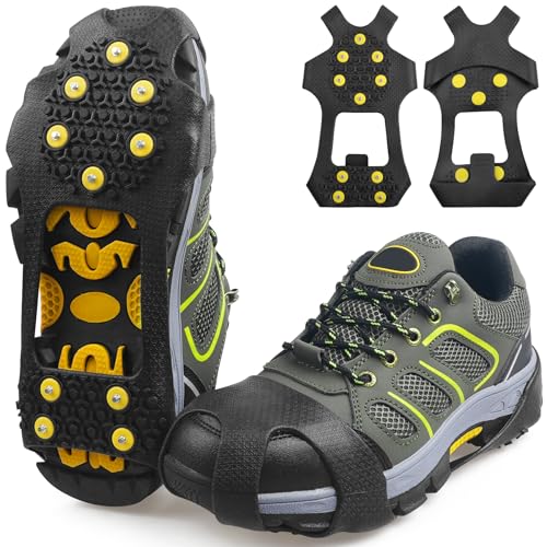 JSHANMEI Ice Cleats for Shoes XX-Large 10-13 Men / 11.5-13.5 Women, 10 Steel Studs