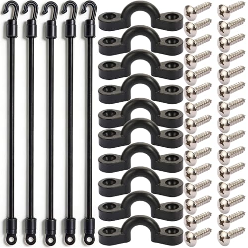 Borogo 12 Inch Adjustable Boat & Kayak Rod Tamer Strap Holders - 5 Pack