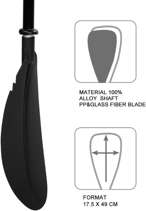Karltion Kayak Paddle - Adjustable 2-Piece Aluminum Alloy Shaft with Fiberglass Blade | Lightweight & Portable