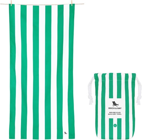 Dock & Bay Beach Towel | Quick Dry & Sand Free | Compact & Lightweight | 100% Recycled | Cancun Green - Large