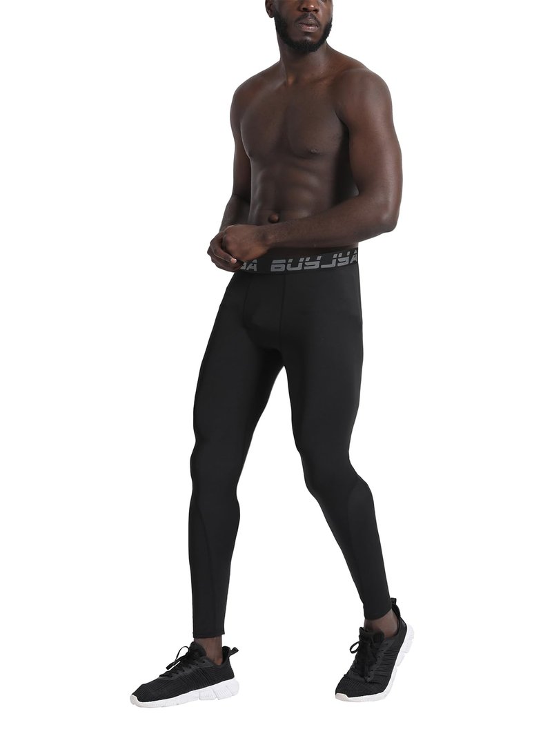 BUYJYA 3 or 5 Pack Men's Compression Pants Running Tights Workout Leggings Athletic Cool Dry Yoga Gym Clothes Gift