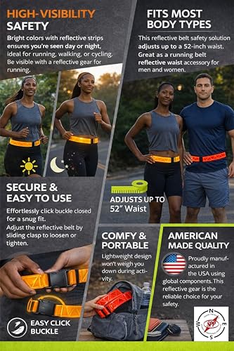 Reflective Running Belt - High Visibility Adjustable Belt - Purple