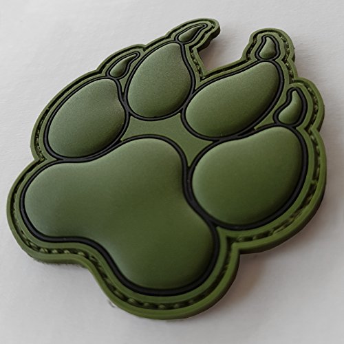 Olive Drab K-9 Paw Morale Patch - Rubber Touch Fastener