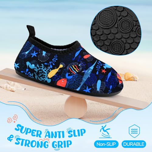 Toddler Kids Quick Dry Non-Slip Swim Water Shoes - Ocean Black 10.5-11.5
