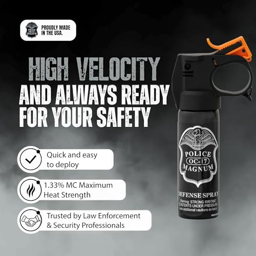 Police Magnum Self Defense Pepper Spray Fogger ? Maximum Strength Personal Protection ? Portable Non-Lethal Safety Gear ? Made in USA ? 2 Pack 3oz FM