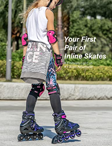 Adjustable Flashing Inline Skates for Kids & Adults - Light Up Wheels