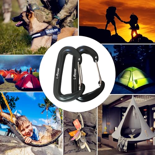 Lightweight 12KN Aluminium Carabiner Clips - Black 2PCS