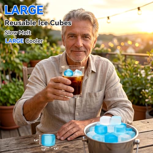 1.4“ Inch Large Reusable Ice Cubes, 100 Pack