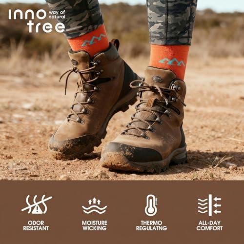 innotree Merino Wool Hiking Socks for Women - Thermal Crew, Medium, Purple/Pink/Red (3 Pairs)