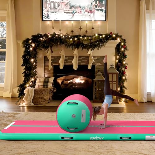 Inflatable Air Barrel Tumbling Trainer - Pink/Mint 3.3'L x 2'D