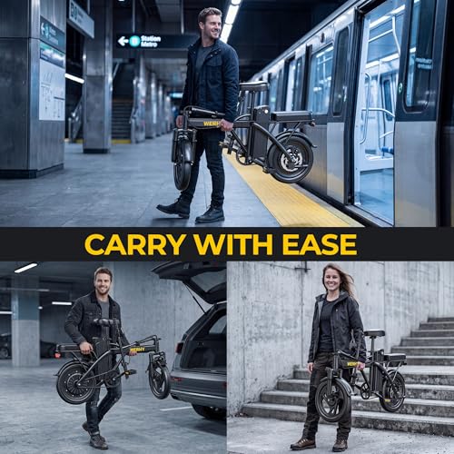 Folding Electric Bike for Adults - 500W Motor, 20 MPH, Black