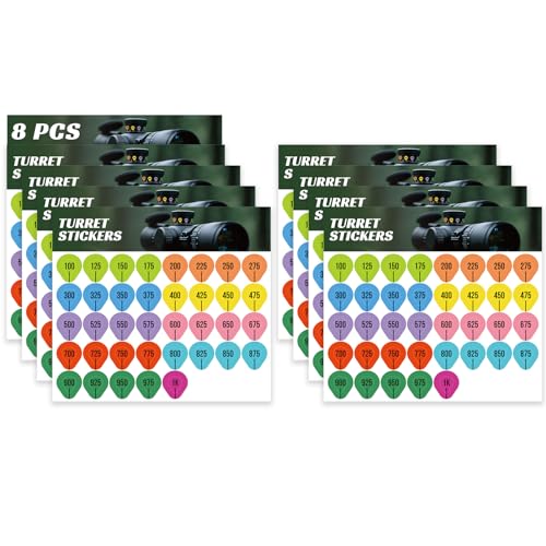 8 Sheets Rifle Scope Turret Stickers for Long Range Shooting