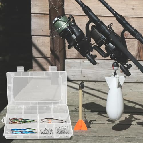 Clear Fishing Tackle Box - 12-Compartment Organizer with Adjustable Dividers