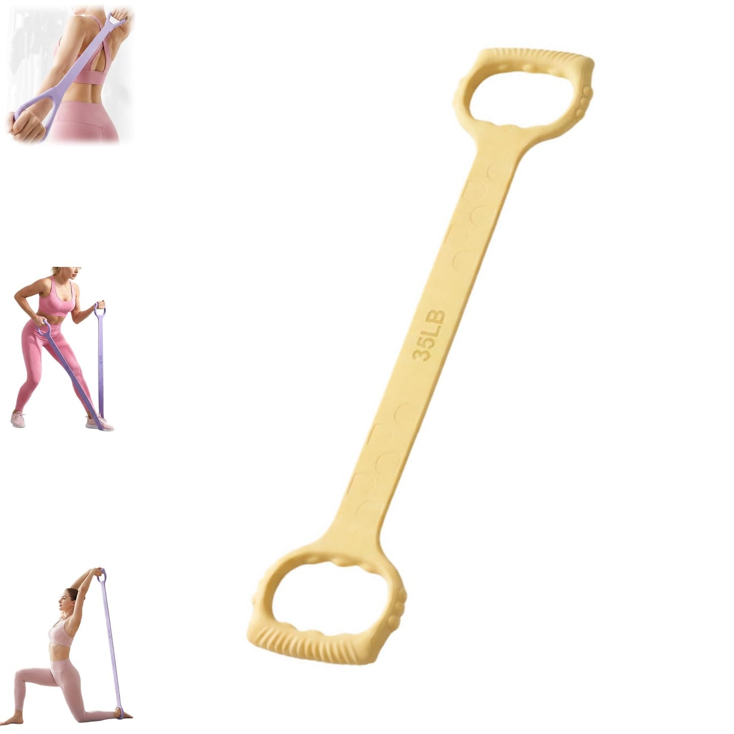 Figure 8 Fitness Resistance Band, Figure 8 Exercise Bands for Women Men, 8 Shaped Resistance Rubber Band for Arms，Hand Stretcher for Yoga, Pilates (Yellow-1PC)