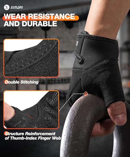 Breathable Workout Gloves with Cushion Pad - Black, Medium