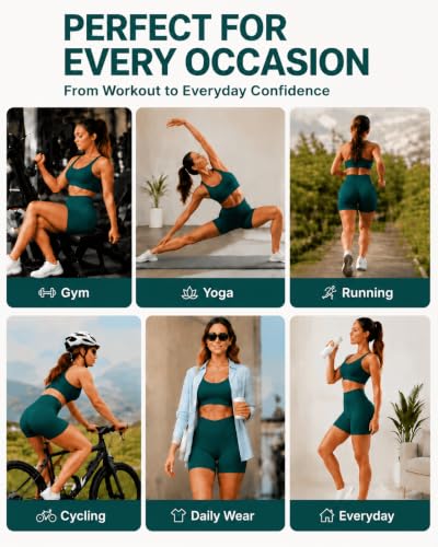 Scrunch Butt Lifting Biker Shorts for Women - Peacock Green, Small