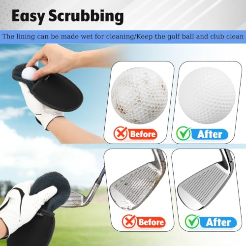 Portable Golf Ball Washer Pouch with Clip - Black